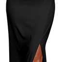 PRETTYGARDEN Summer One Shoulder Long Formal Women's Dress Sleeveless Ruched Bodycon Wedding Guest Slit Maxi Dresses (Medium, Black)