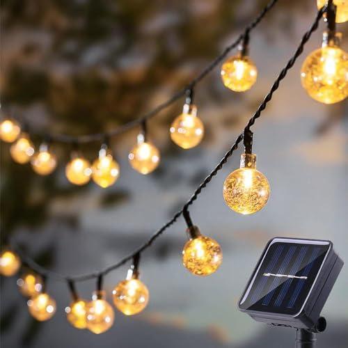Solar String Lights, Small Crystal Ball ，Outdoor String Light 60 LED 40ft 8 Lighting Modes Waterproof Solar Powered Patio Solar Light for Garden Yard Porch Wedding Party Decor (Warm White)