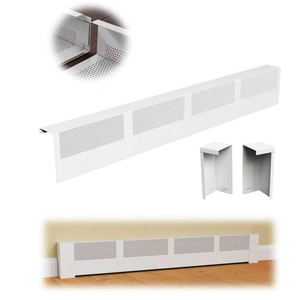 Baseboard Heater Covers, 4Ft DIY Size Baseboard Cover with Endcaps for Replacing Old Hydronic Hot-Water Baseboard Radiator Covers, Easy Slip-On and Rust Proof Baseboard Heat Front Cover for Home