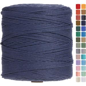 Macrame Cord 3mm x 875 Yards Natural Colored Macrame Supplies, Soft Craft Cotton Rope for Plant Hanger Wall Hanger Dreamcatcher (Denim)