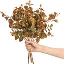 Ling's moment Artificial Plants Amber Eucalyptus Leaves Branches,6Pcs 17.5" Tall Fake Greenery Filler w/Stems, Realistic Texture Money Plant Leaves Decor for Wedding Bouquets/Table Centerpieces, Room