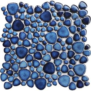 Cobalt Blue Pebble Tiles for Shower Floor Bathroom Floor Wall Mosaic Tile [Set of 5 Sheets]