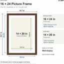 JCJMY 16x24 Solid Wood Picture Frame with 14x20 Mat, Walnut Finish 16 by 24 Photo Frame with Shatter Resistant Plexiglass, Display 14 x 20 with Mat or 16 x 24 without Mat, Wooden Frame for Wall or Tabletop Display, Walnut, 1 Pack