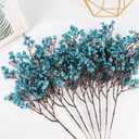 8Pcs Babys Breath Artificial Flowers Silk, Real Touch Peacock Blue Bouquets Flowers for Vase Home Office Wedding Spring Winter Indoor Outdoor Centerpiece Table Mother's Day Decorations