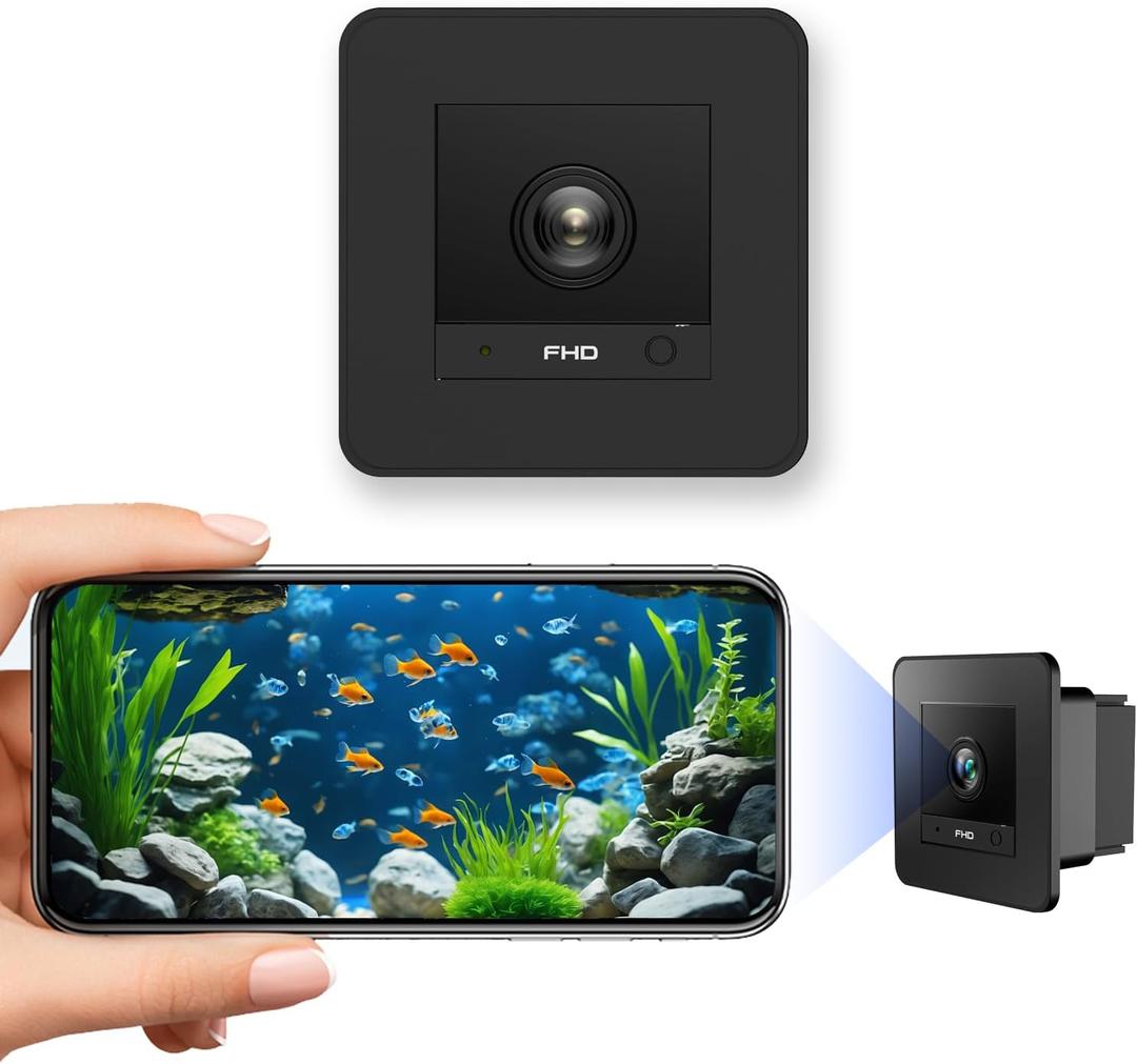 Fish Tank Camera, 2K HD for Aquarium & Reptile Terrarium, 140 Wide-Angle with Anti-Glare, Night Vision, WiFi Pet Camera with AI Motion Detection, 2-Way Audio, 24/7 Cloud/SD Recording (Black)