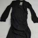 Smallshow Women's Split Maternity Dress Long Sleeve Ruched Pregnancy Clothes (Black)-S