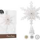 Christmas Traditions 8 inch Iridescent Glittered Multi-Layers Star Snowflake Tree Topper Star Home Decor/ Table/ Shelf Ornaments (Iridescent)