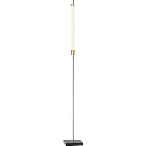 Adesso LED Floor Lamp, Black & Antique Brass, 4-Way Dimmable, 72”