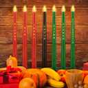 Fovths 7 Pieces Kwanzaa Kinara LED Candles Advent Flameless Taper Candles with Words Kwanzaa 3 Red 3 Green 1 Black Kinara Candle for Kwanzaa Party Celebrates African Americans Traditional Home Decor