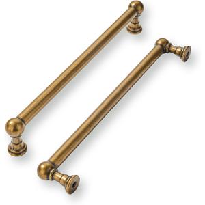 khtumeware 2 Pack 10 Inch Hole Center Antique Brass Cabinet Pulls Heavy Duty Solid Cabinet Handles cabinets Dressers Kitchens Handles Bathroom cabinets