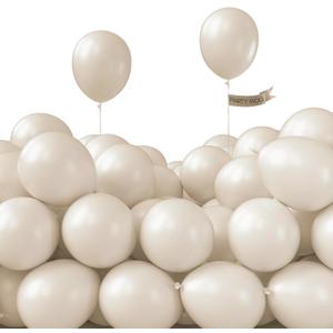 PartyWoo White Sand Balloons 50 pcs 5 Inch Small Mini Beige Cream Ivory Latex Small Mini Balloons for Wedding Bridal Graduation Baby Shower Gender Reveal Safari Birthday Party Decorations White-F12