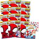 Spidey and His Amazing Friends Coloring Books Bulk - Spiderman Party Supplies Bundle with 12 Jumbo Spidey Activity Books with Coloring Pages, Activities, More Plus Tattoos | Spidey Party Favors Bulk