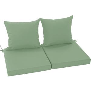 Outdoor Chair Cushions Set of 2, Waterproof Back Pillow and Seat Cushion Set for Patio Furniture, Outdoor Sofa Replacement Cushions with Removable Cover, 24 x 24 Inch, Sage Green