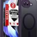 LeYi for Google Pixel-9A Case: Pixel 9A Phone Case with [2 Packs] Screen Protector, [Mag-Safe Fit] Matte Translucent Soft-Touch Silky & Full Body Shockproof para Basic Cell Case Pixel 9 A, Purple