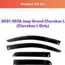 KPY Rain Guards Fit for 2021-2026 Jeep Grand Cherokee L, Out-Channel Window Visors Vent Wind Deflectors 4PC, Car Accessories for 21-26 Grand Cherokee L (Cherokee L Only)