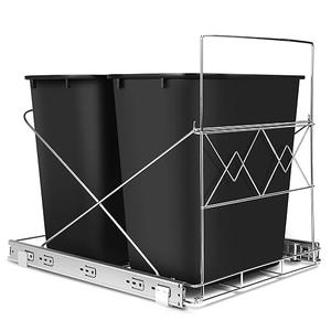 Maltenl Pull Out Can with Lid for Kitchen Cabinets, 35 Qt Under Sink Garbage Bin with SoftClose Full Extension Slides, Hidden Kitchen Waste Recycling Bin, 11" Wide, Black