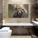 Yibuda Farmhouse Bear Wall Art Rustic Forest Pictures Decor Woodland Wildlife Painting Canvas Print Framed Home Artwork For Living Room Bathroom Bedroom Kitchen Office 24"L x 16"W, Forest Bear