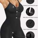 SHAPERX Women's Shapewear Bodysuit Tummy Control Seamless Zip-Up Body Shaper Waist Defining Silhouette (Black, XS)