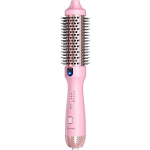 Thermal Brush for Less Damage, Zavarea 1.5 Inch Heated Round Brush for Blowout Look, Heated Curling Styler with Negative Ions & Ceramic for Volumizing, Easy to Use, Dual Voltage (Youthful Pink)