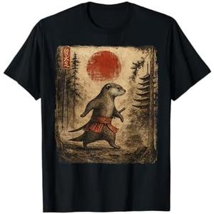 Samurai Otter Japanese Vintage Funny Gifts Graphic Art T-Shirt 3XL