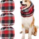 Geyoga 3 Pcs Snood for Dogs Ears Wrap Red Black Plaid Dog Calming Earmuffs Winter Puppy Hats Noise Cancelling Anxiety Relief Puppy Hoodies for Christmas Wearing in Bathing Grooming Ear Care(Large)