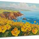 Acocifi Wall Art Bedroom Textured Artwork for Walls Large Wall Painting Living Room Decor, Coastal Floral Landscape Canvas Picture, Artwork Home Office Wall Decoration 40"x20"