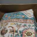 5x7 Area Rugs for Living Room Washable Rug Indoor Non-Slip Low Pile Large Carpet Boho Chic Floral Print Rug for Bedroom Kitchen Dining Room Office (Blue & Brown)