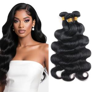 30 32 34 inch Human Hair Bundles Body Wave Bundles 10A Natural Black Color #1B Body Wave 3 Bundle Human Hair Extensions 150g