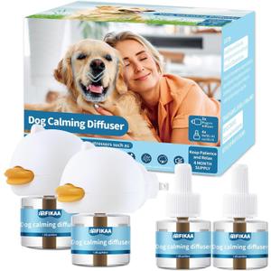 Dog Calming Diffuser 6-in-1 Kit Dog Appeasing Pheromone Relief Separation Anxiety, Equipped with 2 Plug in + 4 Refills 48ml Vial, Reduce Aggression Barking, Supply for 120 Days-Tasteless