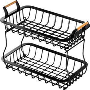 Versatile Detachable Storage Basket Kitchen Vegetable and Fruit Holder Compact Design for Countertop Organization Iron Material Space-saving for