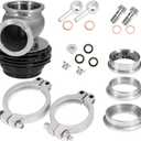 Turbo Exhaust Manifold External Black 38MM, Pressure Relief Valve Wastegate dump pipe valve Replacement for TIAL MVS Black With V-band And Flanges MV-S