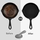 SUBEKYU Cast Iron Scrubber with Silicone Handle, Stainless Steel Skillet Cleaner for Cast Iron Pans (Gray Scrubber + Scraper)