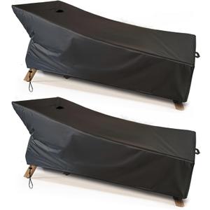 SIHAIAN Chaise Lounge Cover Waterproof Patio Lounge Chair Cover UV Resistant Lounger Covers Dust-Proof Outdoor Lounge Chair Covers 2Pack Patio Furniture Covers 78Lx32Wx35H in Black