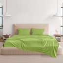 Easy Care Luxury Microfiber Extra Soft and Cooling Bed Sheet Set with Deep Pockets (Lime Green, Queen Set of 4)
