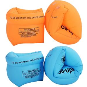2-4 Pack Arm Floaties for Kids and Adults - Pool Floats Arm Bands Inflatable Swim Rings PVC Arm Floater for Toddlers Kids 3-5-6-12 Years (2 Blue+2 Orange)