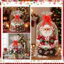 2 x 15 Sets Large Christmas Cellophane Bags(20x28 Inch) with Pull Bows Gingerbread Candy Xmas Gift Goodie Basket Stocking Stuffers Wrap Holiday Christmas Birthday Party Decorations Favors Supplies Baggies