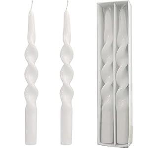 10inches Taper Candles White Candlesticks Candles Twisted Tapered Candle Long Candle Sticks Spiral Candles Set for Dinner Wedding Christmas Home Decor, White