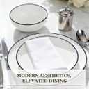 OTAGO 24-Piece Porcelain Dinnerware Set for 6, White Stoneware Plates and Bowls Sets, Ceramic Dish Set for Kitchen, Dinner & Dining, Blue Rim, Microwave & Dishwasher Safe