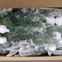 DWVO 6ft Prelit Flocked Aspen Fir Christmas Tree with Bulbs and Lights, Full Artificial Xmas Tree with 1336 Metal Hinged PE & PVC Flame Resistant Branches, 46 Bulbs and 270 Lights Remote Controlled