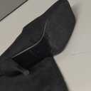 Women's Knee High Suede Boots for Women Wide Calf Square Toe Stiletto Heels Tall Boots Pull On High Heel Long Booties (9, Black)