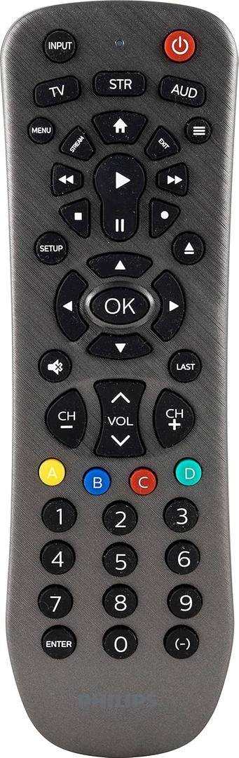 Philips Universal Remote Control Replacement for Samsung, Vizio, LG, Sony, Sharp, Roku, Apple TV, RCA, Panasonic, Smart TVs, Streaming Players, DVD, Simple Setup, 6 Device, Graphite, SRP6229G/27