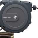 Giraffe Tools AW30 1/2MB Retractable Garden Hose Reel 1/2" x 100 ft PRO Metal Bracket, Heavy Duty, Any Length Lock Hose Reel, 100ft, Dark Grey