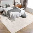 RUGSREAL 8x10 Washable Rug for Living Room Non-Slip Modern Abstract Area Rug Stain Resistant Large Bedroom Rug Contemporary Accent Throw Floor Carpet Solid Rug for Dining Room Home Decor, Beige