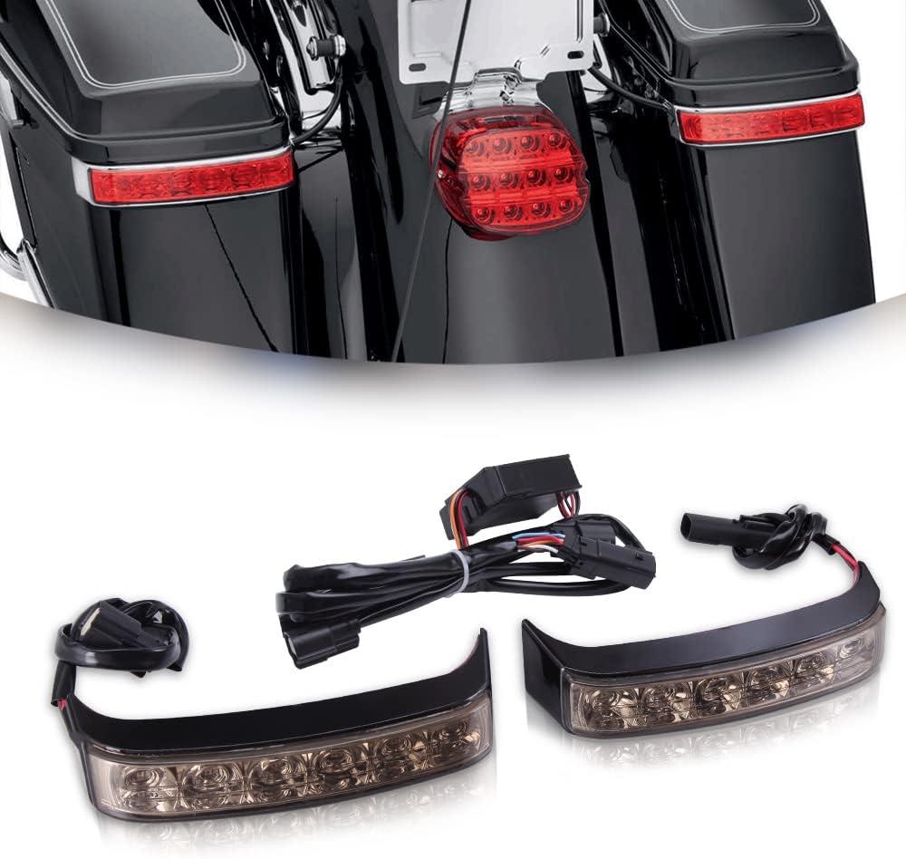 DREAMIZER Saddlebag Lights for Street Glide - Motorcycle LED Saddle bag Brake Light for Road King Electra Glide Ultra Classic - Black Housing,Smoked Lens