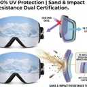 OTG Magnetic Frameless Ski Goggles, Ultra-Wide View Snowboarding Goggles,Double-pane Anti Fog Snow Goggles, Interchangeable Lens, UV400 Protection