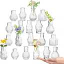 Small Glass Bud Vases Set of 20: Hewory Mini Vase Bulk for Wedding Centerpieces - Tiny Vases for Baby Showers Party Vintage Home Table Decor