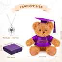 Zhanmai 3 Pcs 2026 Graduation Gift Set Include Graduation Plush Bears Inspirational Compass Necklace with Box for Preschool Kindergarten Primary College High School Party Favors (Purple)
