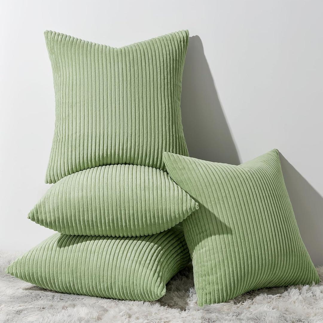 Topfinel Sage Green Decorative Throw Pillow Covers Set of 4,Soft Velvet Modern Double-Sided Designs Match Cushion Cases for Home Decor, Pillow Inserts Not Included (16x16 inch)