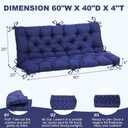 EverPine Porch Swing Cushions, 60x40 inch Outdoor Swing Cushion Replacement 2-3 Seater with Backrest, Waterproof Bench Cushion with Ties,for Patio Furniture (Navy Blue)
