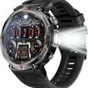 EIGIIS Military Smart Watch for Men Tactical Rugged with Bluetooth Call Flashlight 1.45'' Big Screen Fitness Tracker Heart Rate Sleep Monitor Waterproof Sports Smartwatch iPhone Android Black